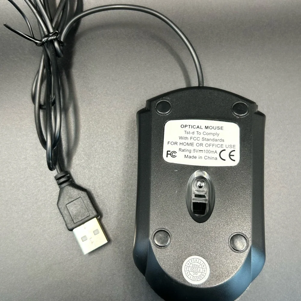 Wired USB Optical Computer Mouse Black